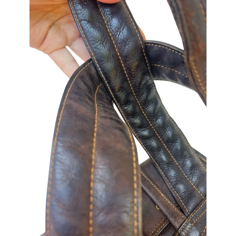 Vtg HOBO International Brown Leather Backpack Distressed Slouch Drawstring Bag